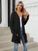 Autumn and Winter New Pit Stripes Long-sleeved Pockets Casual Solid Color Cardigan Jacket Long Cardigan Women Tops Kawaii Sweater