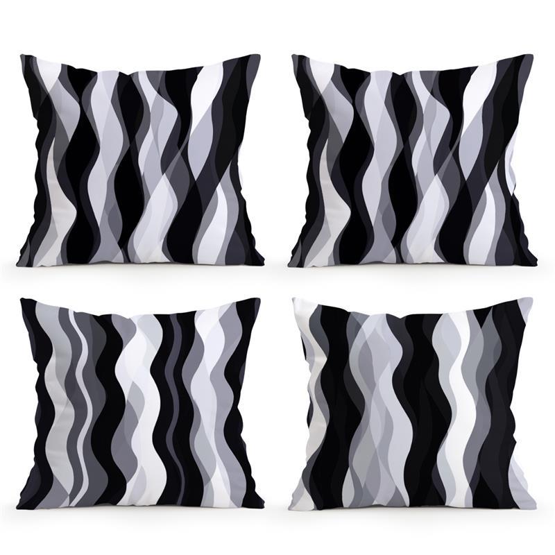Black White Curve Art Cushions Pillowcase Printed Polyester 45X45Cm Throw Pillow Cover Decorative Sofa Cushion Pillowslip Decor