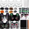 Halloween DIY Paper Pulp Cat Mask Set Blank With Faux Fur Fabric Brushes Mesh Pieces