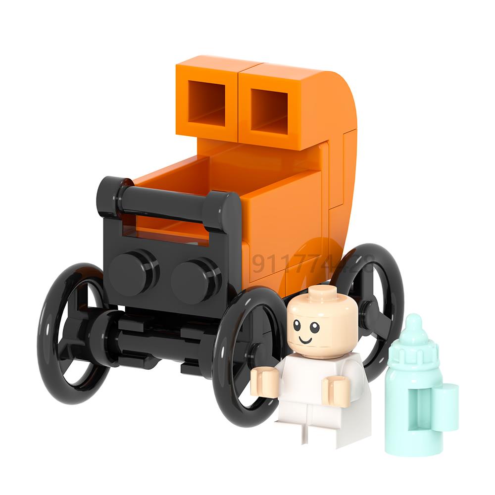 MOC4078 City Series 19Pcs MOC Blocks Baby Stroller Pram Compatible With Figures DIY Building Blocks Kids Toys For Children Gifts