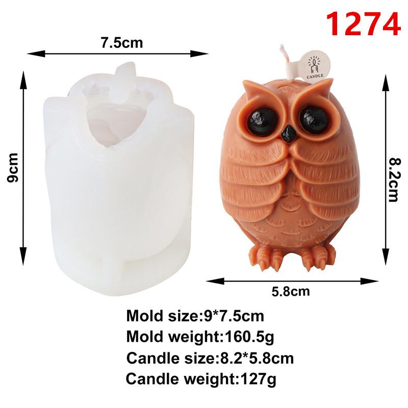 

3D Cartoon Owl Silicone Mold DIY Cute Animal Fragrance Candle Mold Gypsum Handicraft DecorationSoap Ice Cube Baking Mould