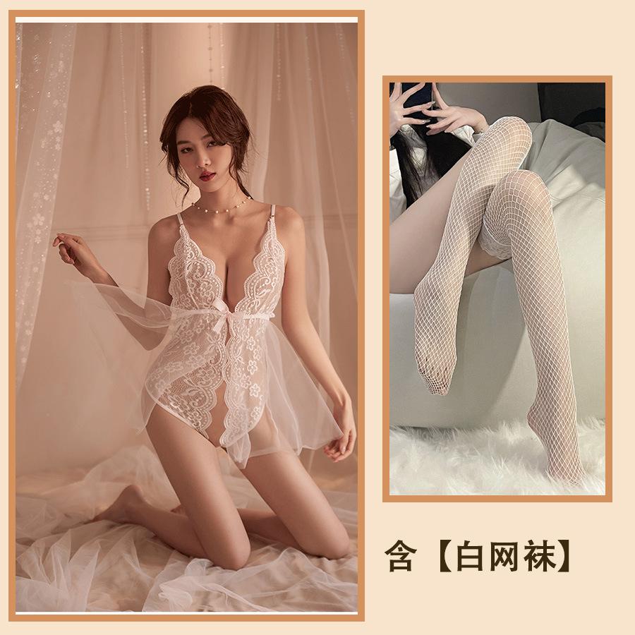 Sex clothes hollow temptation pajamas passion hot lace nightgown perspective sexy tulle straps one-piece