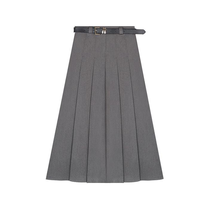 

Korean-Style Gray High-Waisted A-Line Pleated Mid-Length Skirt for Women - Spring/Autumn Small сірий колір