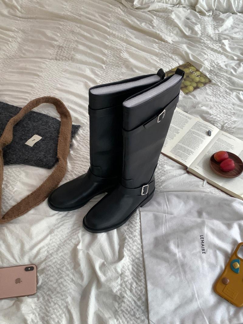 

2025 осень и зима новая кожа ретро плоский каблук пряжка на ремне рукав тонкие высокие рыцарские сапоги, но сапоги до колена женские 39 чёрный