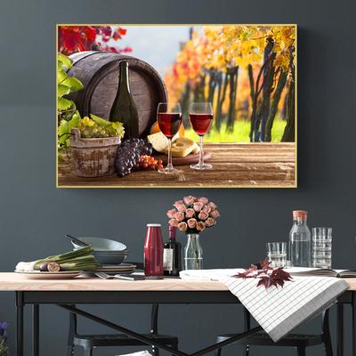 Weinglas Flasche Poster und Drucke Leinwand Malerei Wand Kunst Bilder für Esszimmer Home Decor Trauben Holzfass Cuadros