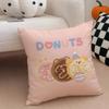 Food Lovers Cartoon Cute Donuts Art Cushion Cover Throw Pillow Cover Hidden Button Durable Polyester Chair Cushion