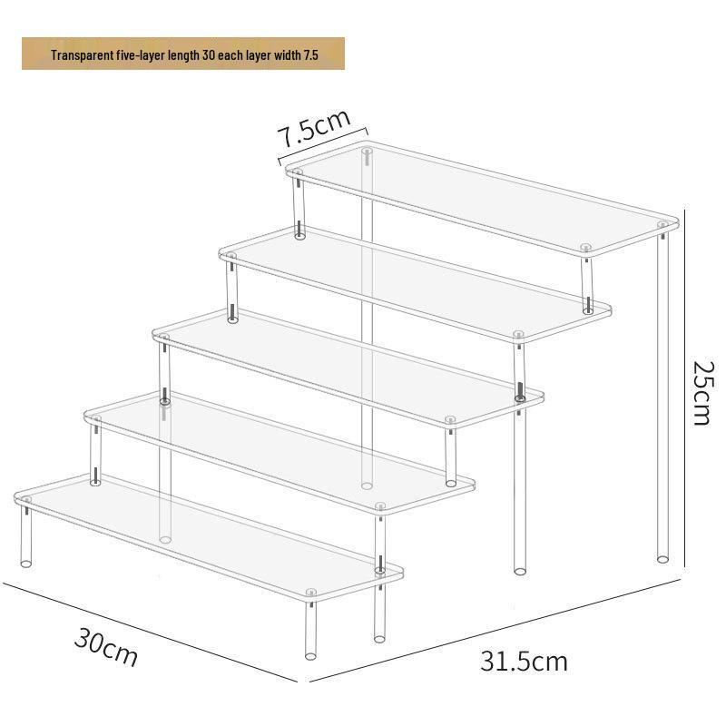 

Акриловая трехъярусная ручная стойка для кукол Pop Mart, косметики Jasmine, кошельков и ювелирных изделий 5-layer 30cm standard
