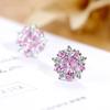 Fashion Pink Zircon Marquise Flower Stud Earrings For Women Unique And Elegant Ear Jewelry Accessories