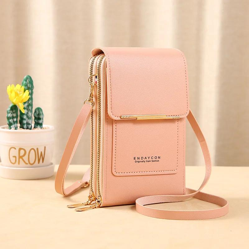 Women Crossbody Shoulder Bags Wallets Touch Screen Cell Phone Purse Soft Leather Strap Handbag for Female Luxury Messenger Bags