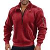 Men's Solid Color Corduroy Zipper Neck Long Sleeve Top Men's Casual Lapel Top