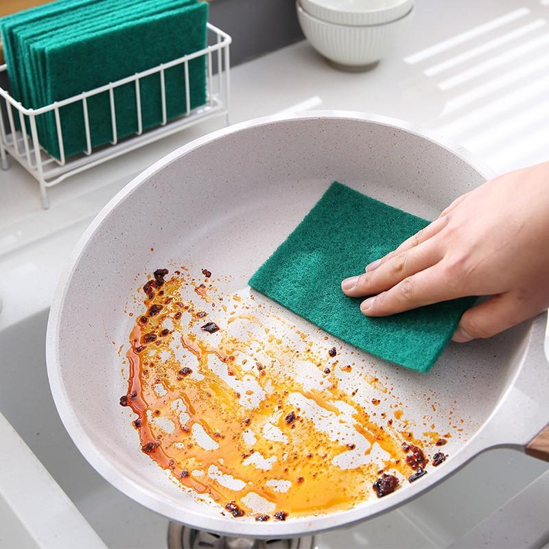 5/10/20PC Double Sided Scouring Scrub Pad Household Kitchen Oil Removal Dishwashing Pot Pads Green Reusable Cleaning Dishcloth