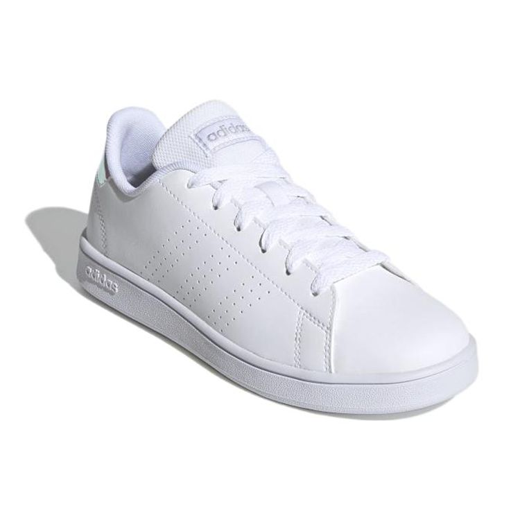 Adidas Neo Advantage Kids Durable Low-Top Skate Shoes White Green Kids Skate Shoes FY4624