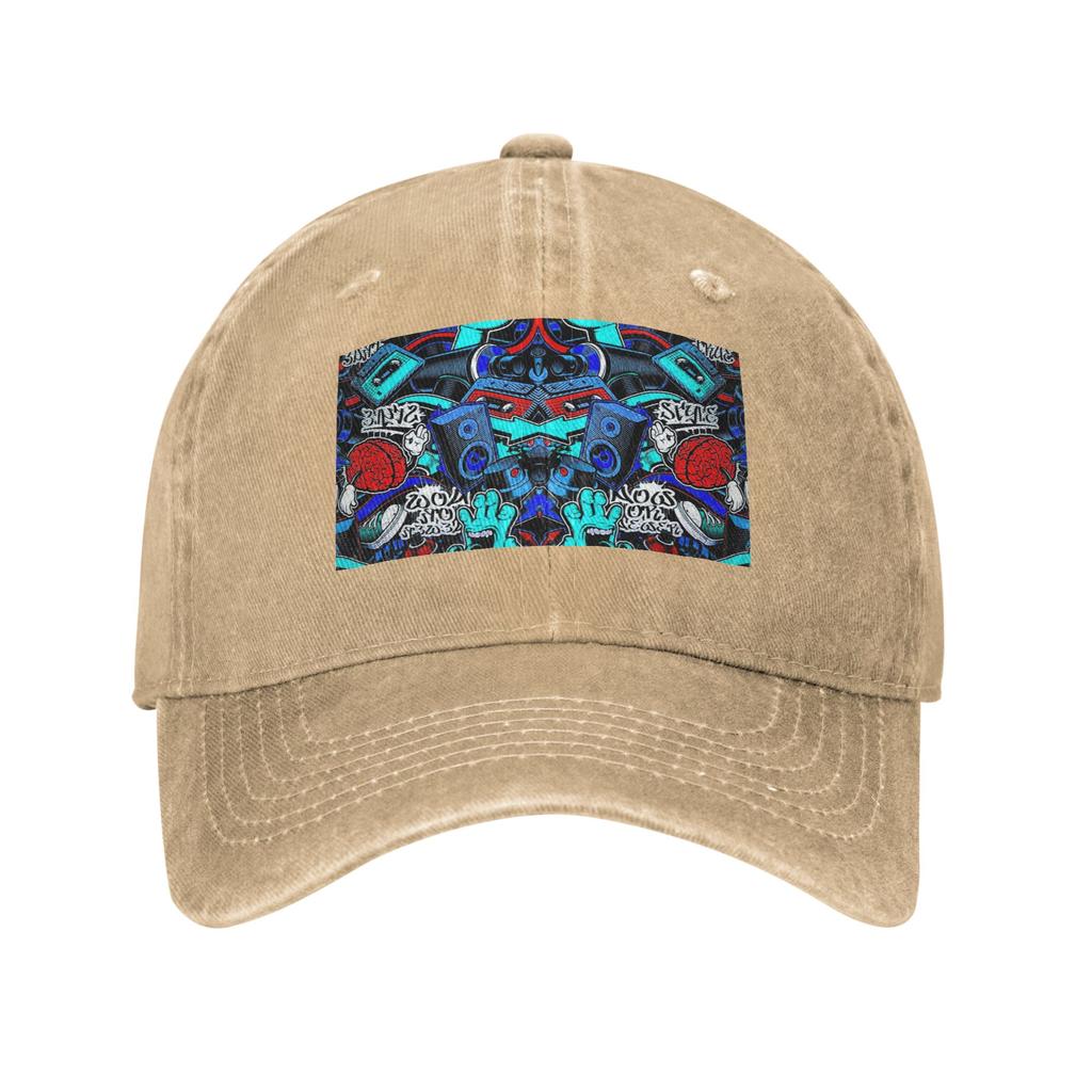 Urban Pattern Hip Hop Graffiti Street Art Baseball Caps Washed Denim Hats Casquette Sports Baseball Cowboy Hat for Unisex Women