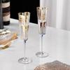 2Pcs Love Heart Shaped Goblet Sophisticated Champagne Flute Golden Edges Glasswares for Elegant Beverage Serving