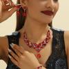 Bridal Teardrop Cluster Crystal Jewelry Set for Women Necklace Earrings Wedding Accessory