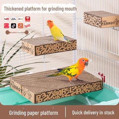 Parrot Toy: Multi-layer Tiger Skin Cardboard Perch & Grinding Stick for Cages