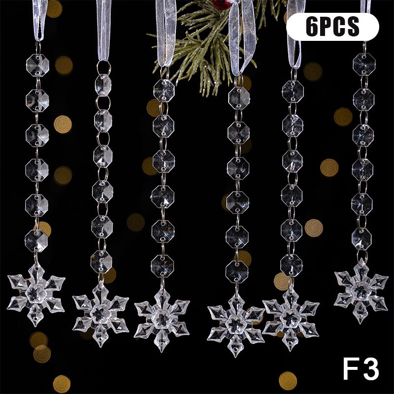 Clear Acrylic Christmas Tree Decorations Christmas Hanging Ornaments Snowflake & Icicle Hanging Decor New Year Party Decorations