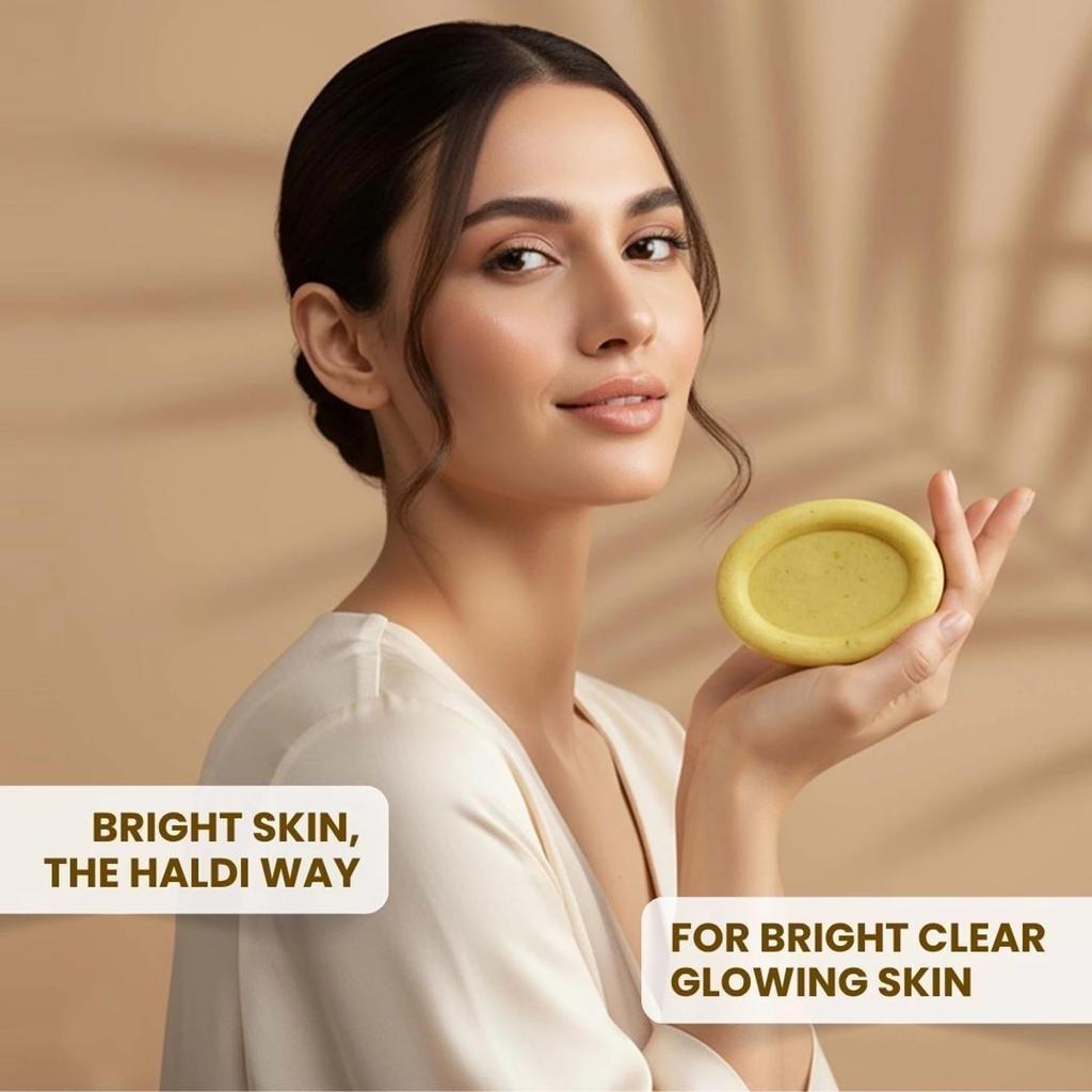 Naturebliss Golden Glow Organic Haldi Besan Handmade Soap – Turmeric & Gram Flour Bath Bar for Brightening, Tan Removal & Clear Skin – Natural Fa