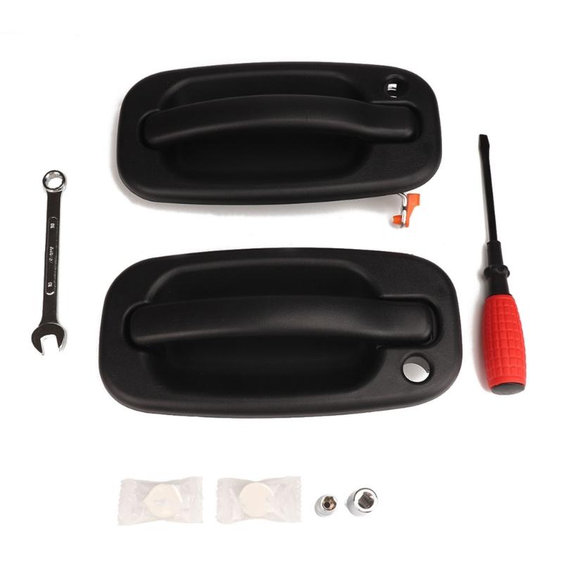 Black Outside Door Handle Replacement for 15034985FL 15034986FR, Front Left Right Car Door Handle Repair Set with Tool