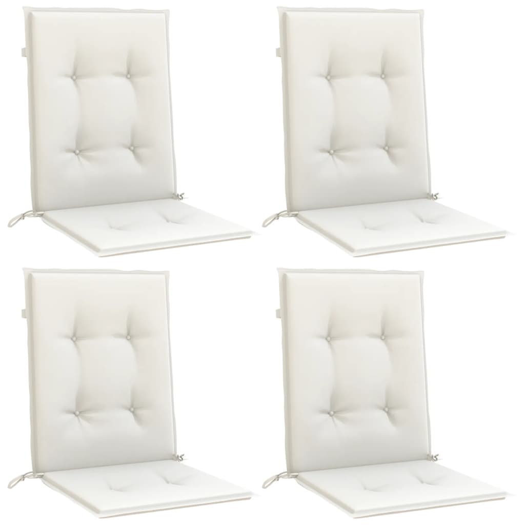 Low Back Chair Cushions 4 pcs Melange Cream 100*50*4 cm Fabric