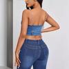 Women's Deep V Backless Denim Suspender Tank Top