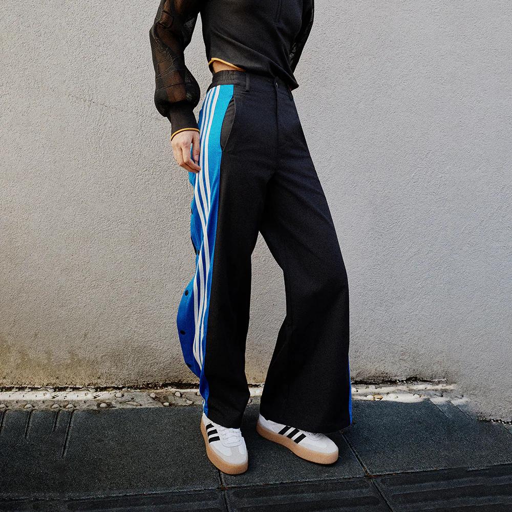 adidas Originals Adibreak Woven Pants Retro Three-Stripe Color Block Loose Knit Sports Pants Women Bottoms Black IX6687