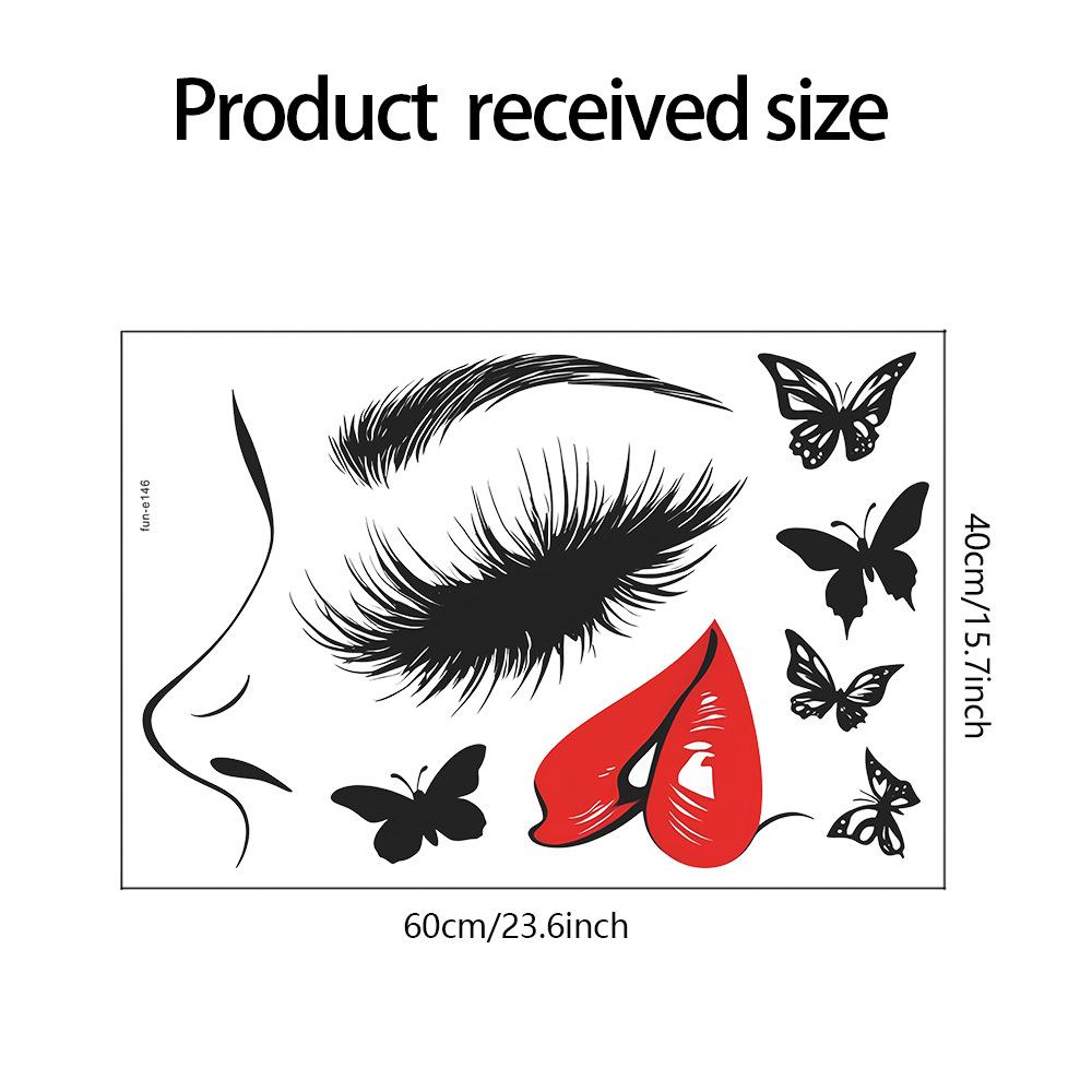 Big Red Lips Closed Eyes Beauty Butterfly Bedroom Living Room Study Background Landscaping Wall Sticker