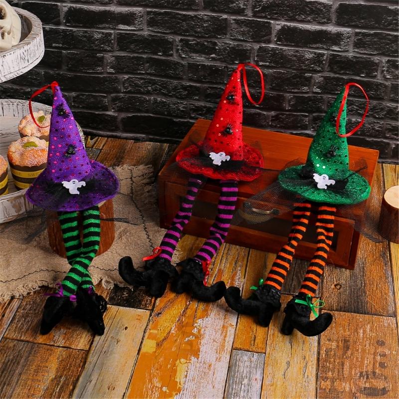 Set Of 5 Colorful Witch Hat Party Decorations Halloween Hanging Pendants Easy to Install Window Ornament for Home