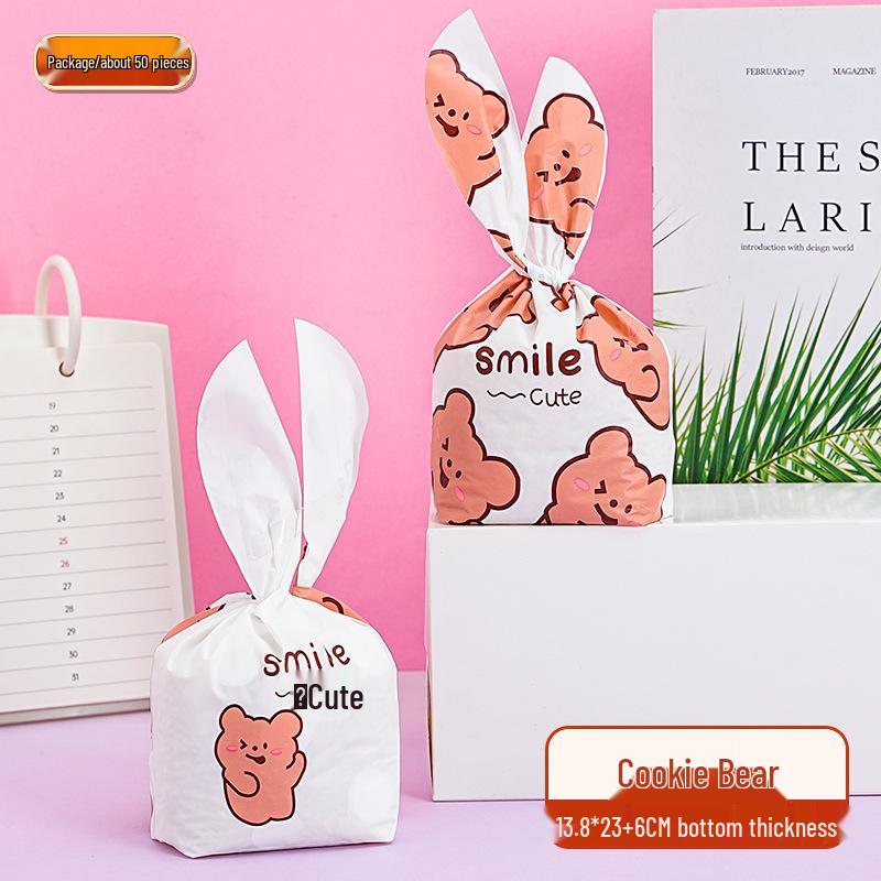 2025 Cartoon Rabbit Ear Plastic Bags for Snacks & Baking - Gift Set of 50
