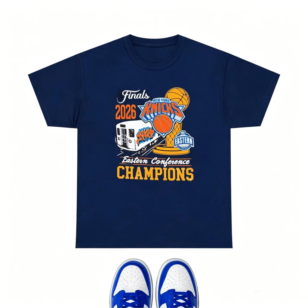 2026 Niujorko Knicks Rytų konferencijos čempionas Krepšinio spaudinys Unisex medvilninis marškinėlis, Vasaros kvėpuojantis Y2K stiliaus marškinėlis