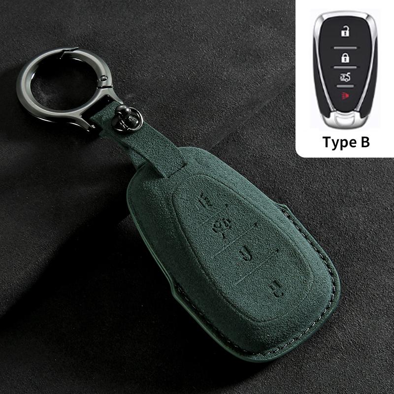 Suede Car Key Case Cover For Chevrolet Chevy Malibu Camaro Cruze Traverse Spark Equinox Sonic Volt Key Protective Shell Keychain