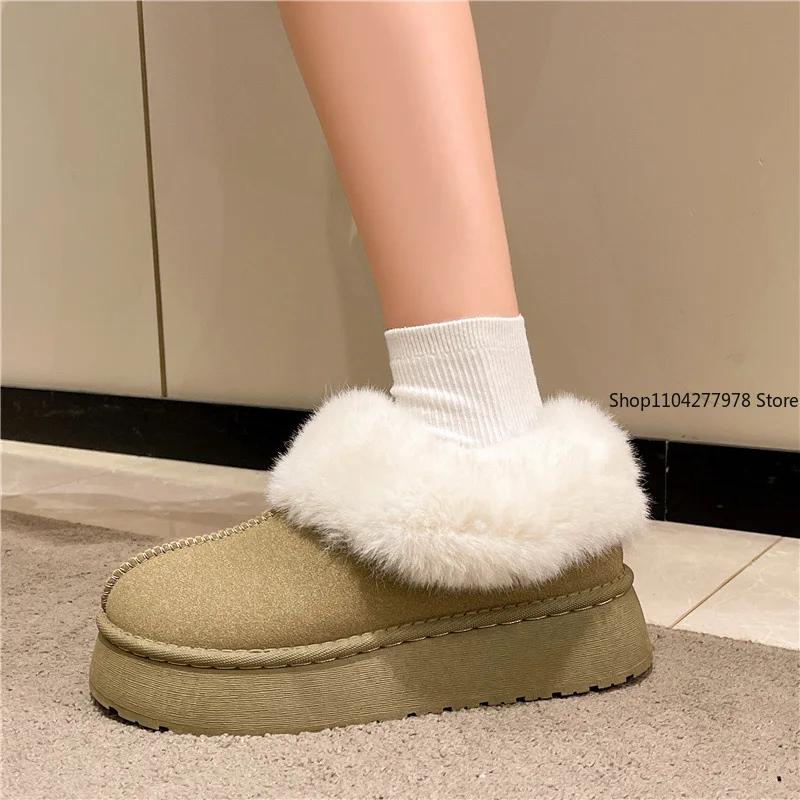 Fashion Winter Warm Boots Women Flats Shoes Short Plush Fur Ankle Snow Boots Casual Shoes Sport Suede Motorcycle Botas Platform Boots