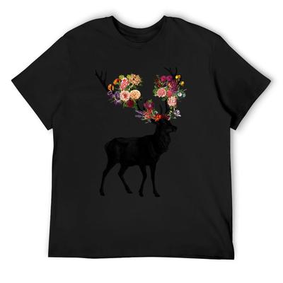 Spring Itself Hirsch Floral T-Shirt Shirts Grafik-T-Shirt Baumwolle Grafik-T-Shirts Grafik-T-Shirts T-Shirts Herren