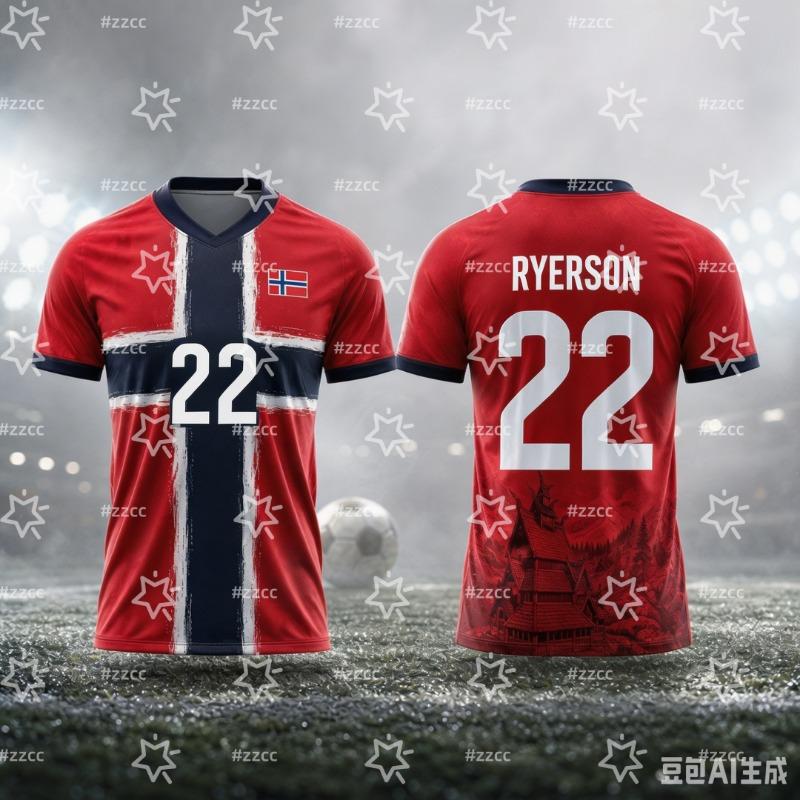 2026 Norwegian National Team Football Jersey Match & Training Kit Summer Sports T-Shirt Children's Clothing Tee