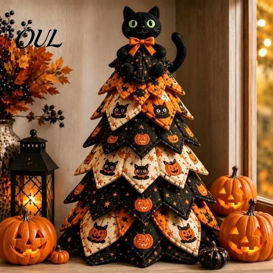 DIY Fabric Ornament Set Quilted Christmas Tree Craft Kit, Vintage Patchwork Handmade Xmas Sewing Set, Tabletop Holiday Decor for Beginners Adults Kids