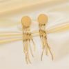 316L Stainless Steel New Fashion Fine Jewelry Metal Modern Punk Round Tassel Stud Earrings For Women