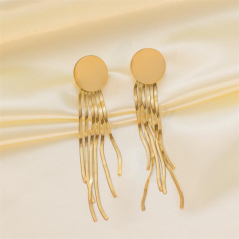 316L Stainless Steel New Fashion Fine Jewelry Metal Modern Punk Round Tassel Stud Earrings For Women