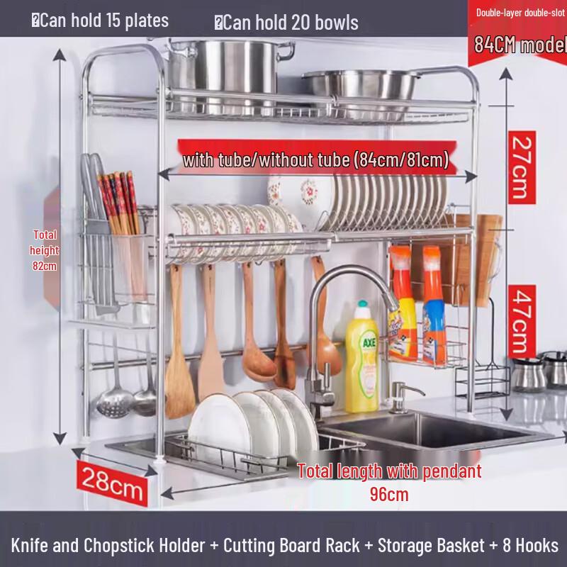 Double-Layer Kitchen Sink Dish Drying Rack