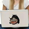 2 Pieces 13x12cm Black Cat Eating Ramen Funny Waterproof Vinyl Car Decal Exterior Decor