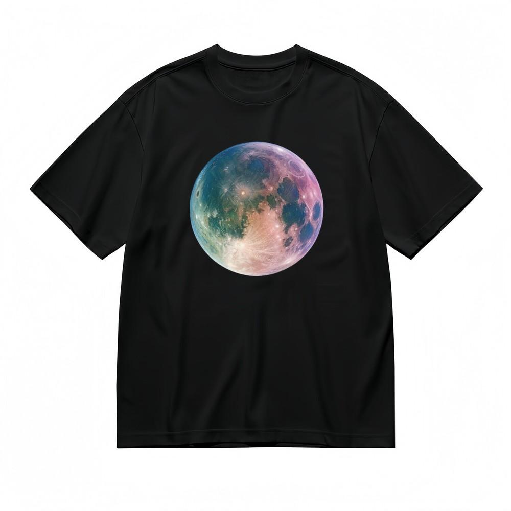 

Men s Trend Classic T-Shirt Rainbow Celestial Body Design Tee White Cotton Tops XL