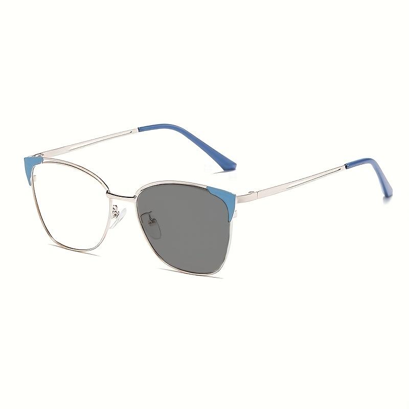 1pcs Latest high-end hollow frame simple men and women's same fashionable design color change anti-blue light glasses