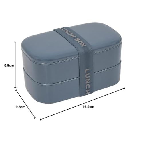 Monochrome Oval Two-Tier Lunch Container, 800ml, Navy, 73644
