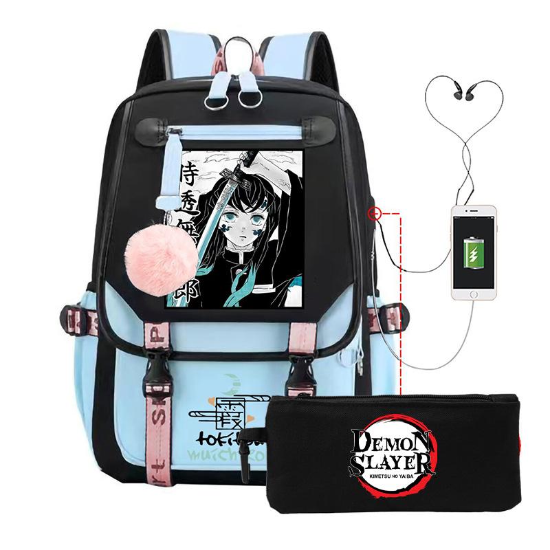 Anime School Bag Tokitou Muichirou Peripheral Backpack Set Student Pencil Bag