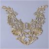 1Pair Fashion Polyester Lace Applique Gold Flower Embroidery Patch Lace Material Flower Patch Wedding Decoration