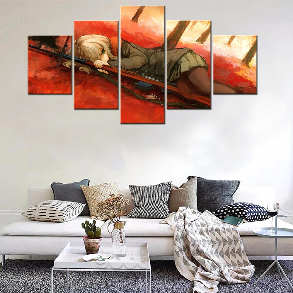 

5 шт., девушка-Арчер, японские аниме-плакаты, настенный художественный декор, изображение персонажа из комиксов, декоративная живопись для настенной печати на холсте