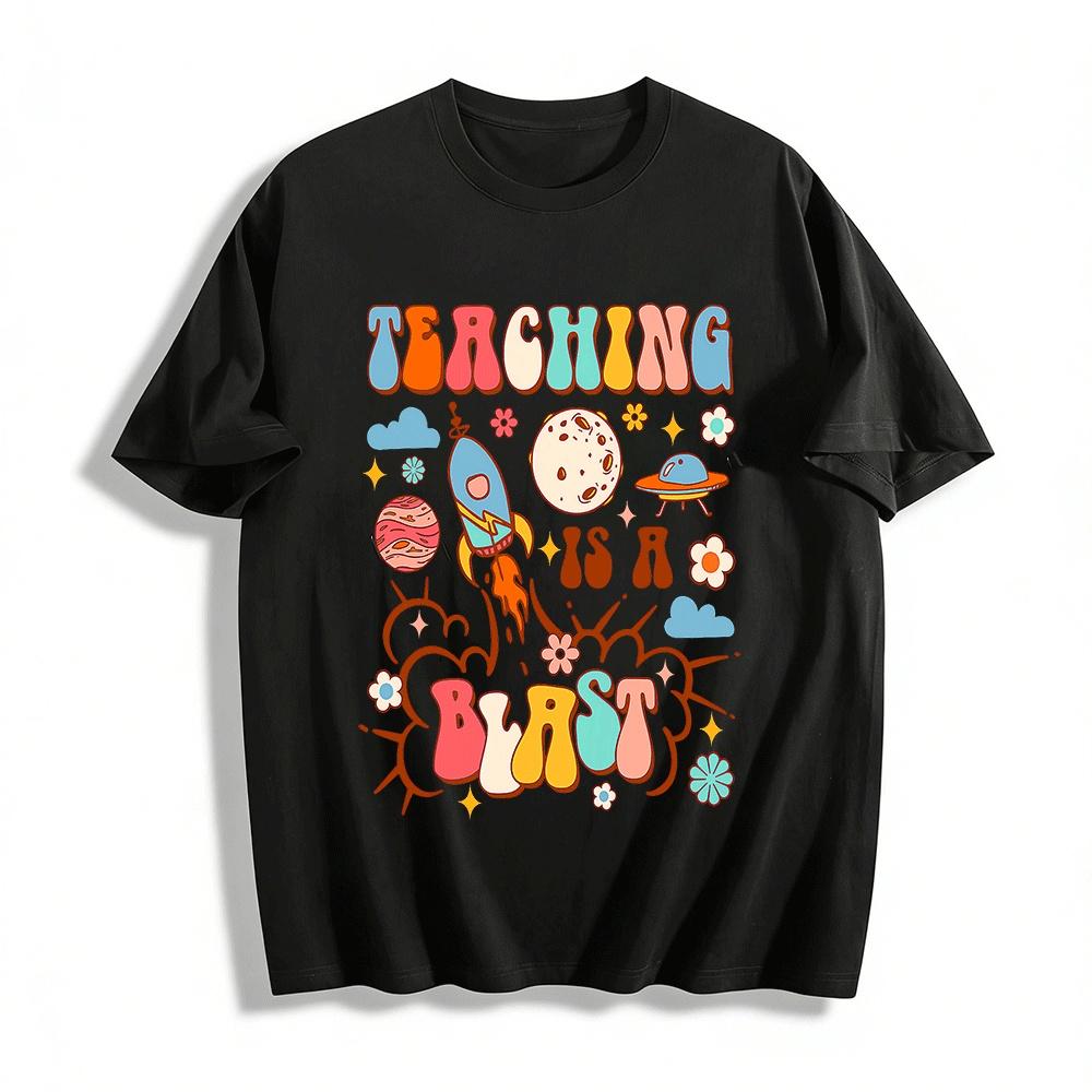 

Teaching Is A Blast Themed Teacher Casual Printed Top Pure cotton T-shirt 6XL
