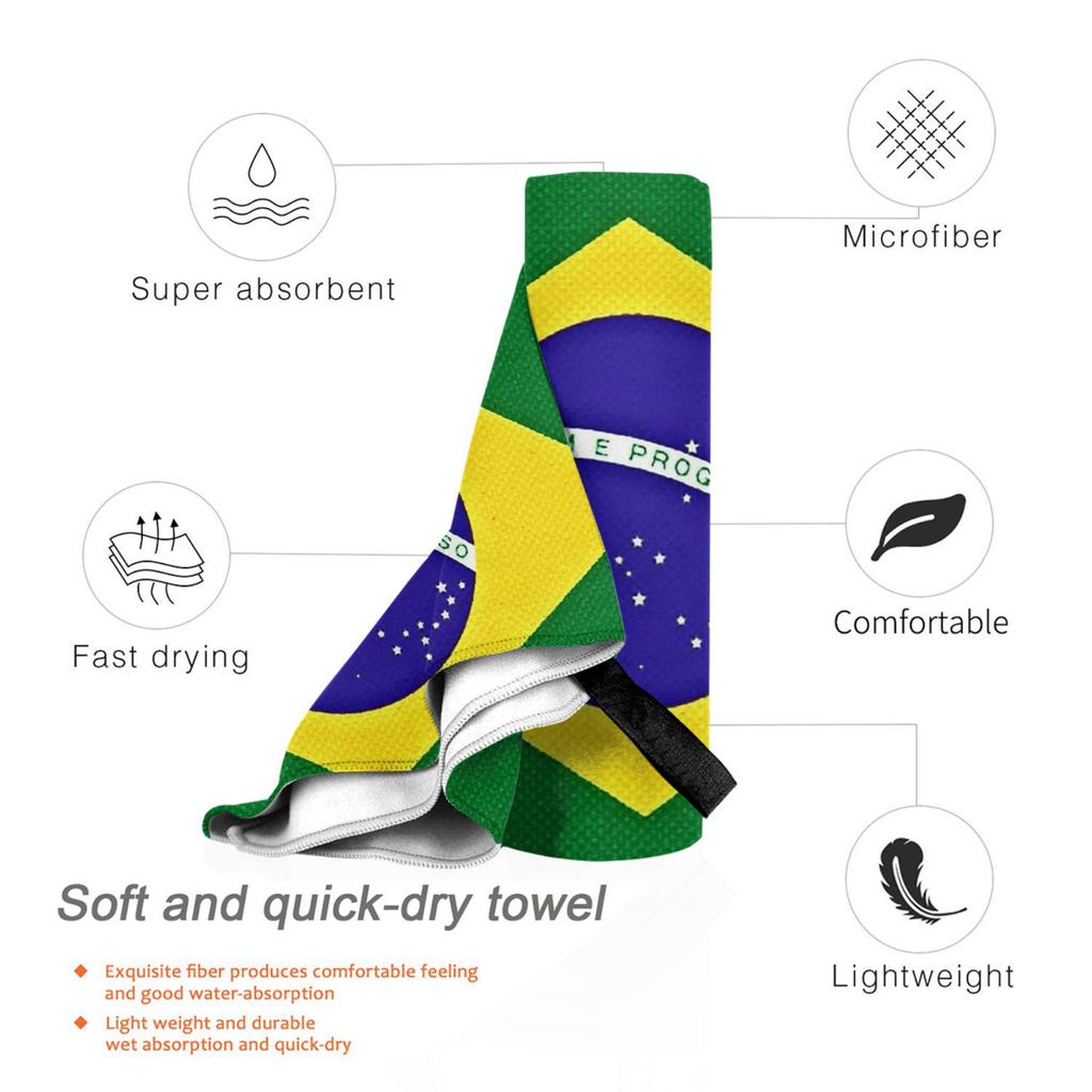 Brazilian Flag Brazil Beach Towel Soft Microfiber Quick Dry Absorbent Quick Towels For Mountain Climbing