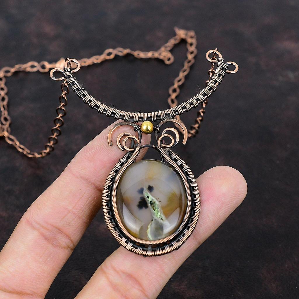 Montana Achat Halskette Kupferdraht umwickelte Halskette Edelstein Verstellbare Halskette Handgefertigte Halskette Kupferdraht Wickel Schmuck Geschenk für Mutter
