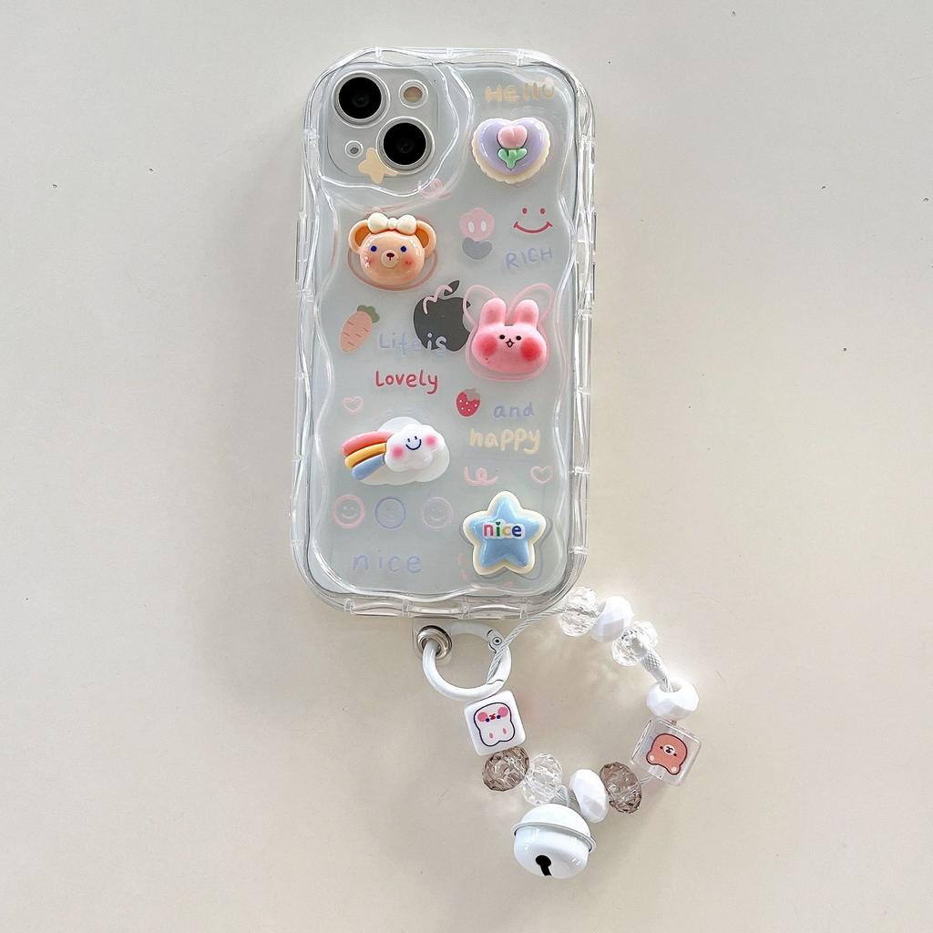 Three Dimensional Doll Suitable for Apple 16pro Rainbow Duck DIY Mobile Phone Case with Bracelet Iphone15 Protective Cover 14