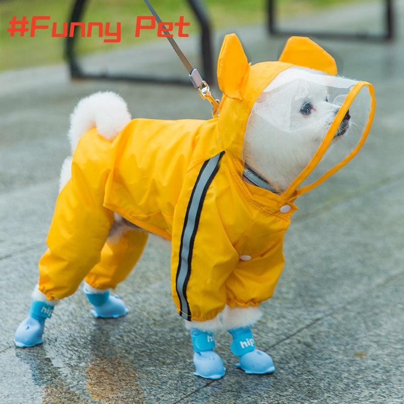 

Dog waterproof quick-dry Raincoat Include traction Hole gridding inside breathability Keep away skin disease For Diff Weight XXXL(10kg-14kg)